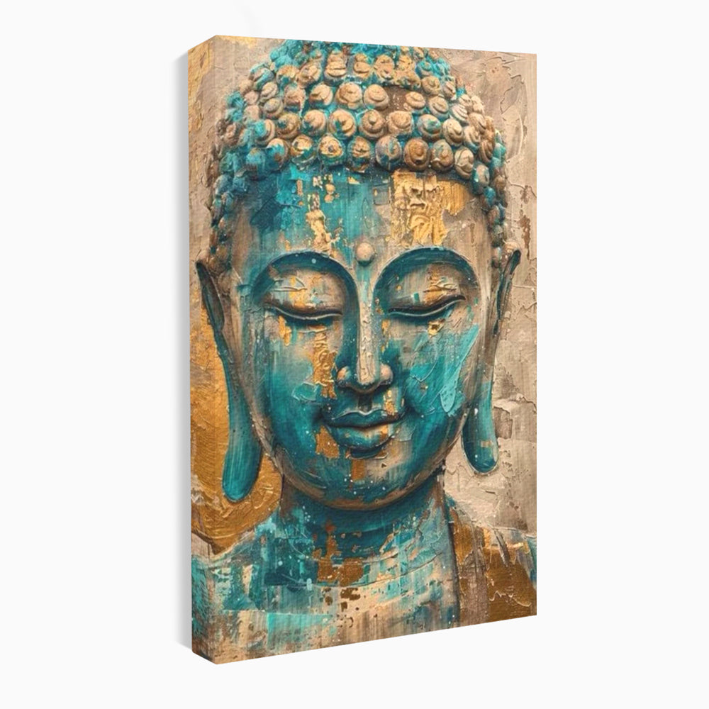 Tablou canvas cu tablou canvas cu capul lui buddha, fara rama, pe sasiu de lemn